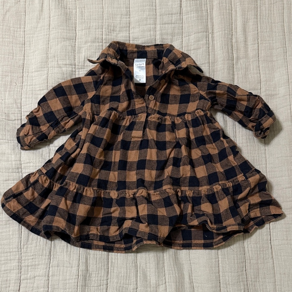 Carter's Brown and Black Plaid Kids Dress